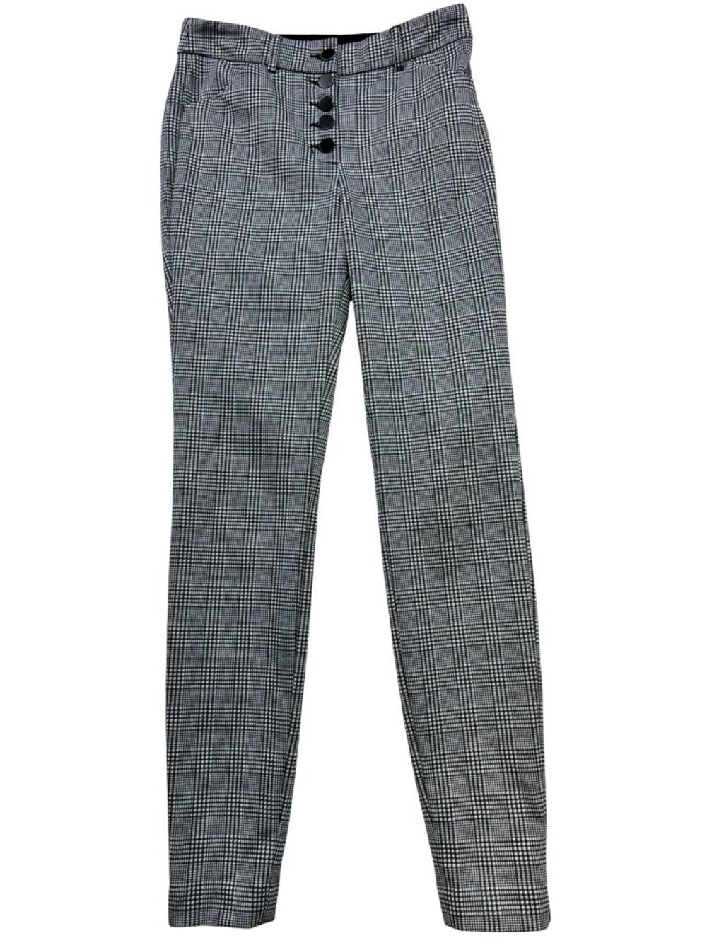 Express Women's High Rise Skinny Pants Stretch Size 2R Black White Houndstooth